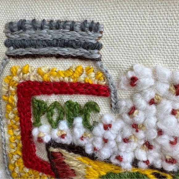 Vintage 70s Framed Crewel Art Set of 2 - Picture 3 of 13